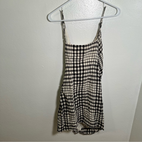 Free People Nodia Gingham Check Wrap Mini Dress Black White 0 - Picture 7 of 12